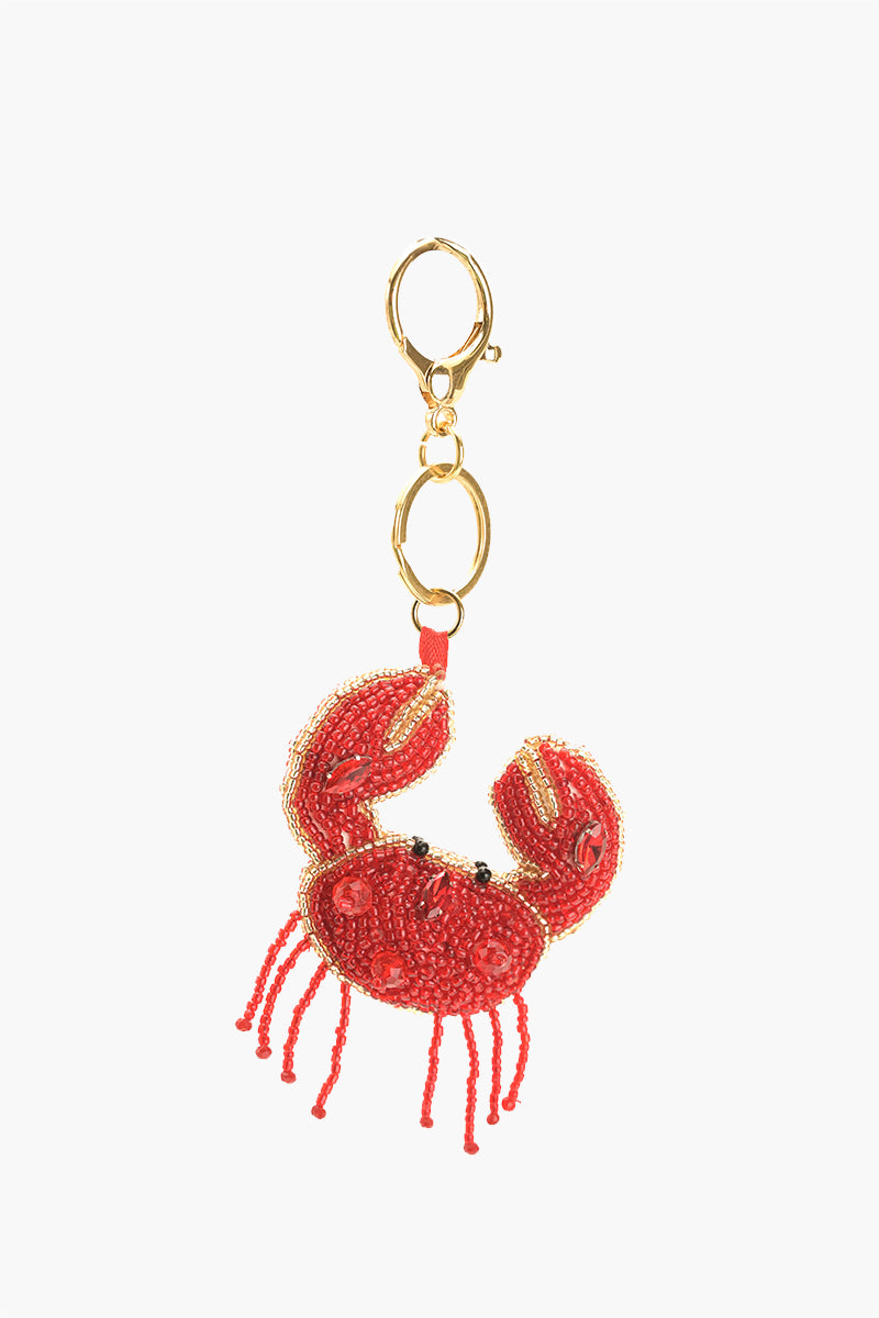 Crab Beaded Charm Keychain