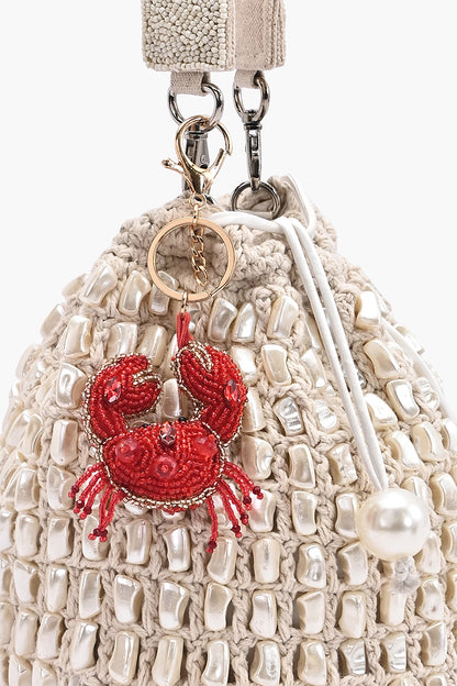 Crab Beaded Charm Keychain