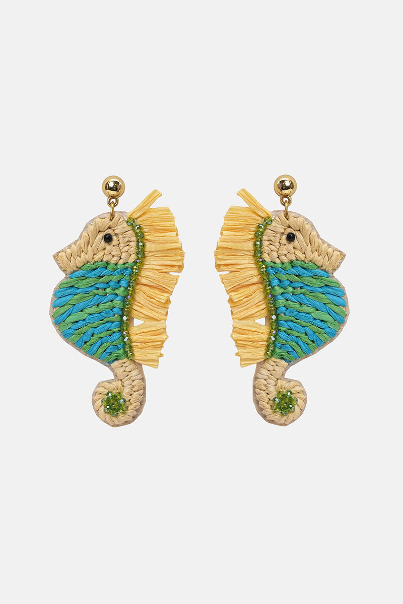 Sea Horse Raffia Earrings