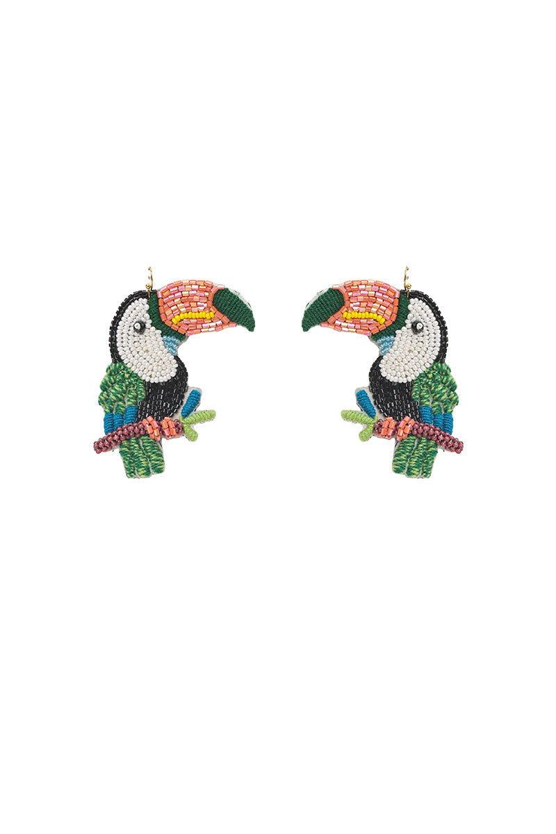 Tropical Beaded Toucan Earrings