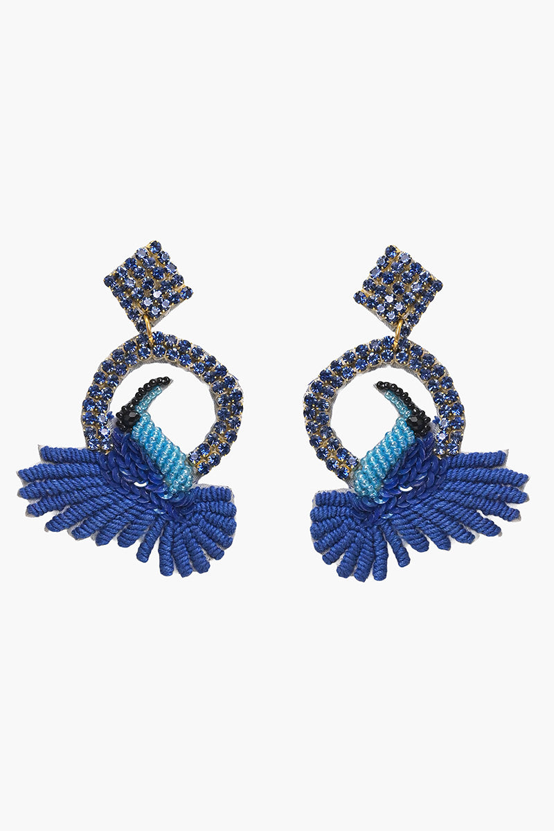 Blue Bird Beaded Earrings