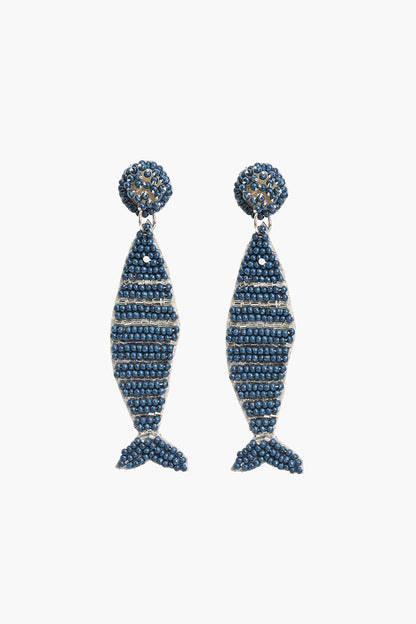 Herringbone Fish Beaded Earrings