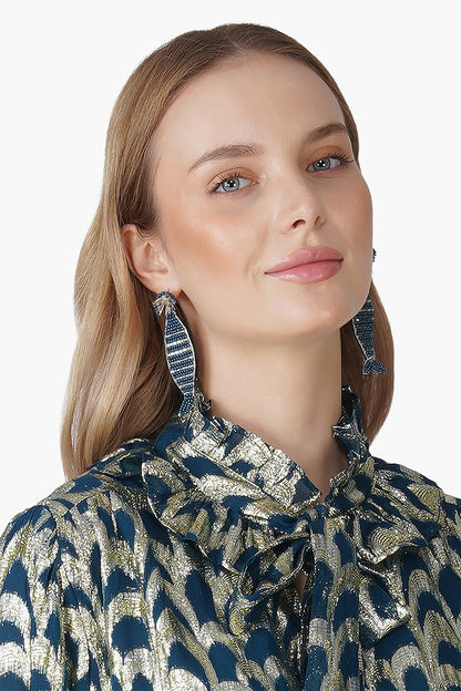 Herringbone Fish Beaded Earrings