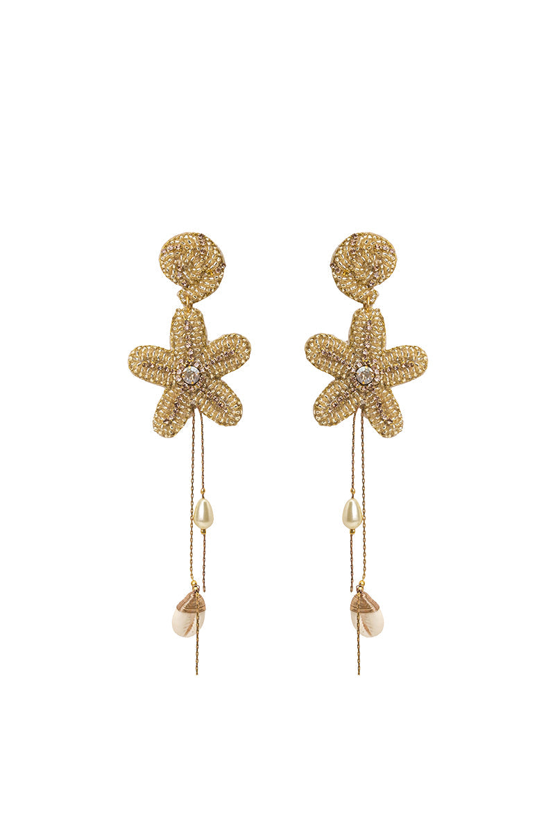 Golden Starfish Beaded Earrings