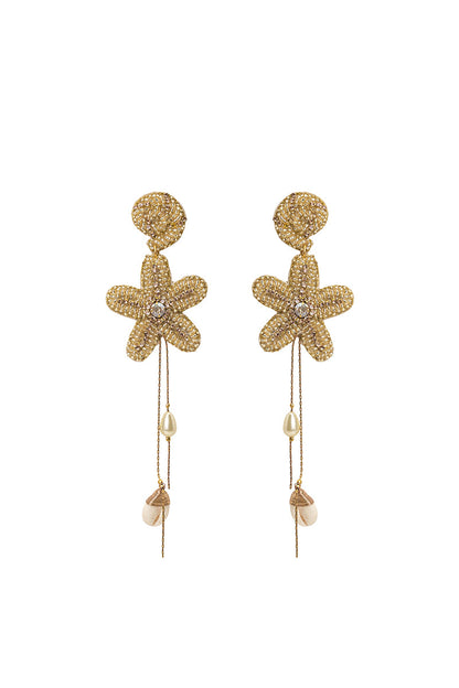 Golden Starfish Beaded Earrings