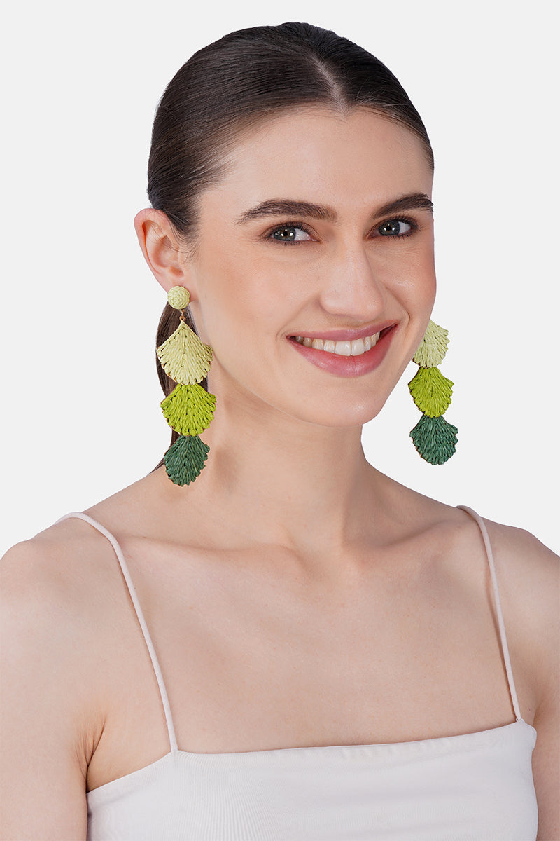 Raffia Shellscape Hand-Beaded Statement Earrings