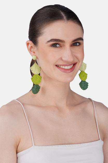 Raffia Shellscape Hand-Beaded Statement Earrings