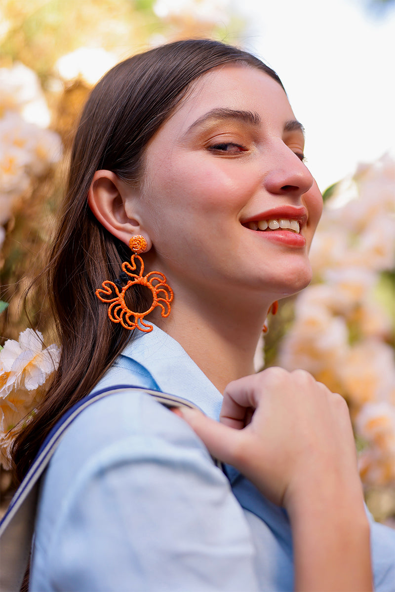Coastal Crabby Chic Hand-Beaded Statement Earrings