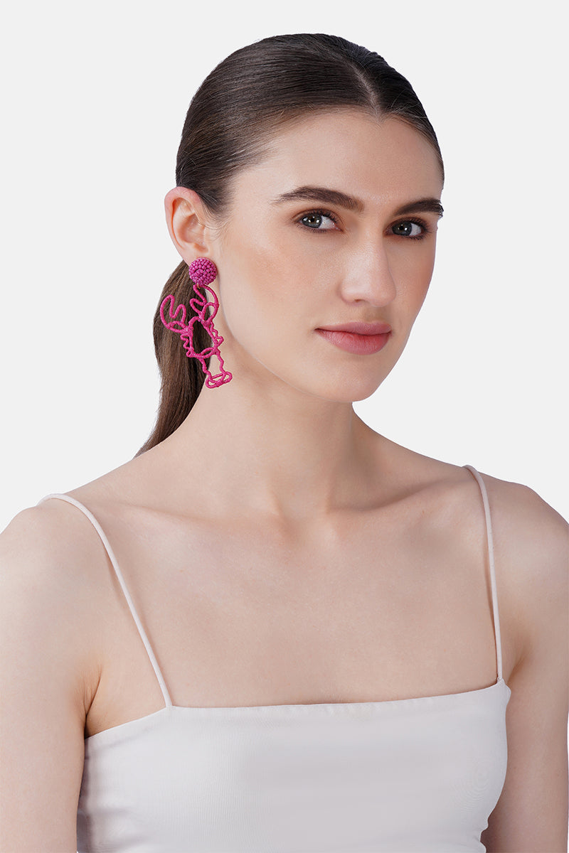 Coastal Lobster Shell Hand-Beaded Statement Earrings