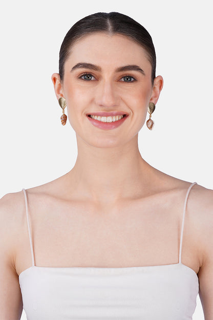 Conch Shell Charm Hand-Beaded Statement Earrings
