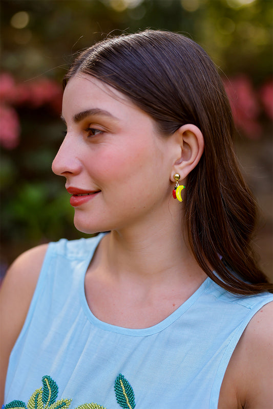 Tropical Fruit Duo Hand-Beaded Statement Earrings