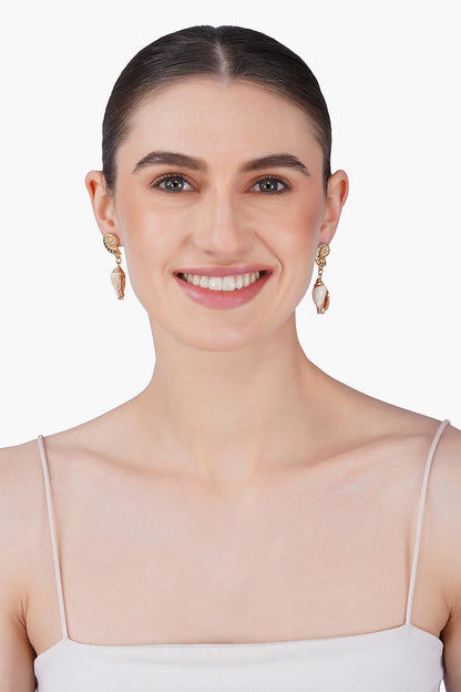 Seabreeze Conch Hand-Beaded Statement Earrings