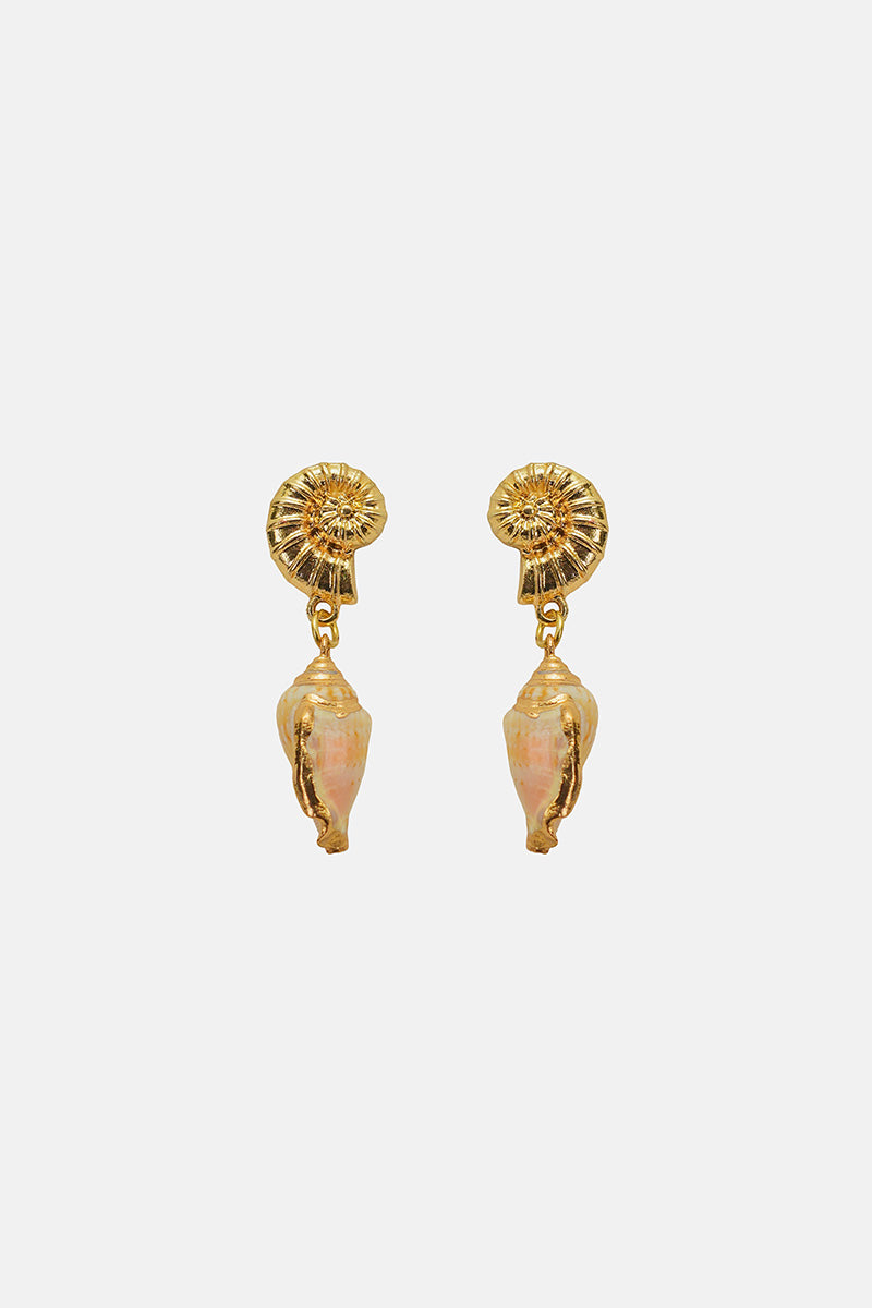 Seabreeze Conch Hand-Beaded Statement Earrings