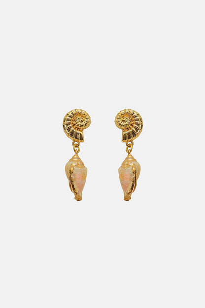 Seabreeze Conch Hand-Beaded Statement Earrings