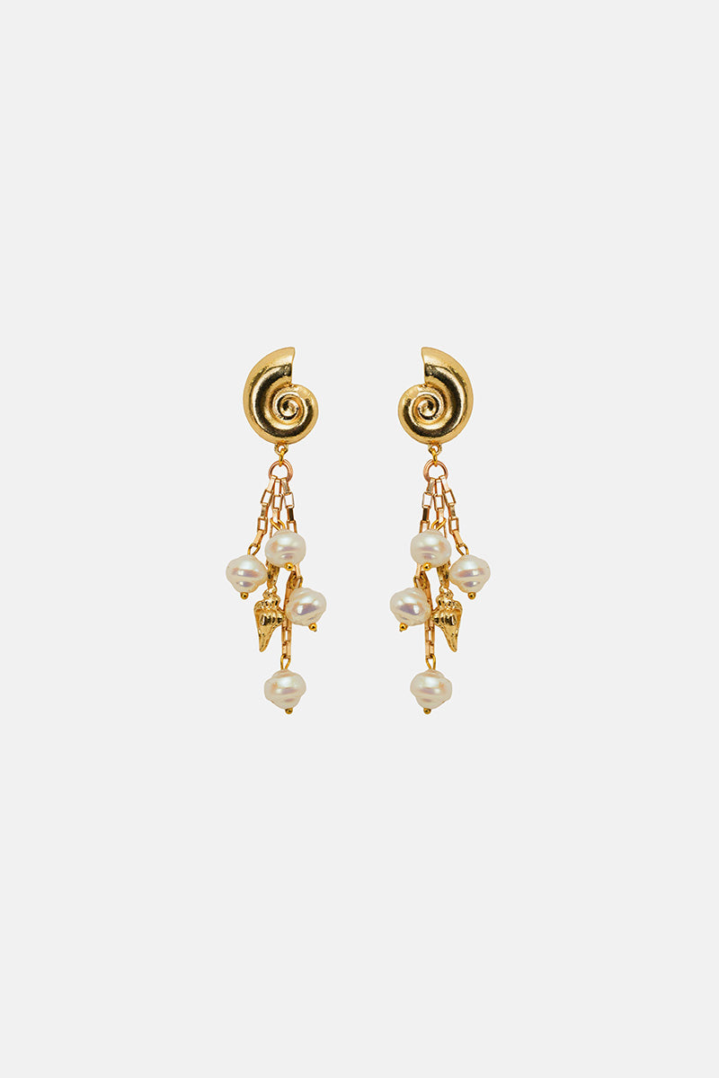 Artisanal Pearl Wave Hand-Beaded Statement Earrings