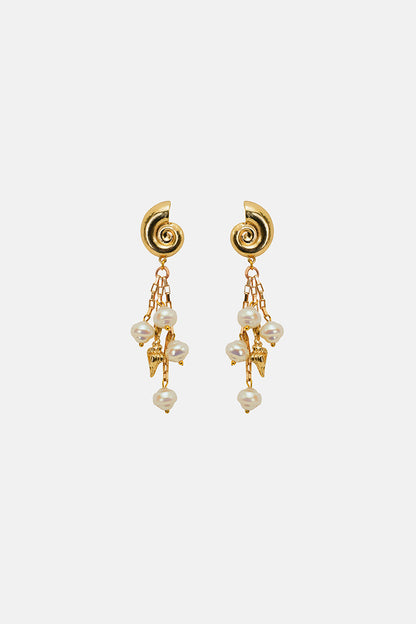 Artisanal Pearl Wave Hand-Beaded Statement Earrings