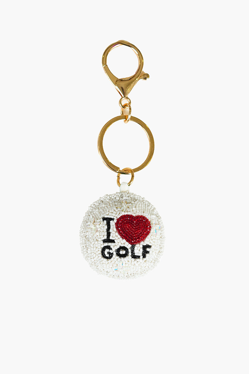Golf Love Heart Hand-Beaded Boho Bag Charm