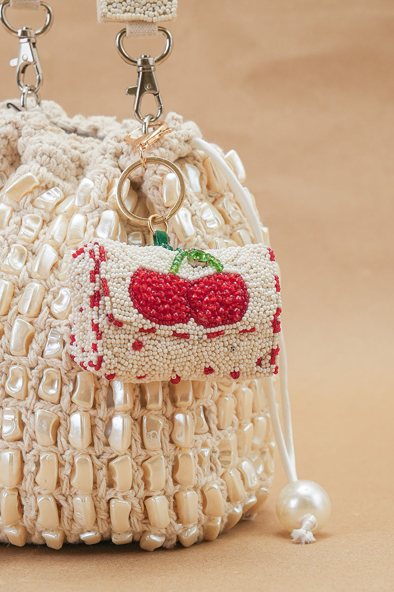 Sweet Cherry Fruit Hand-Beaded Boho Bag Charm