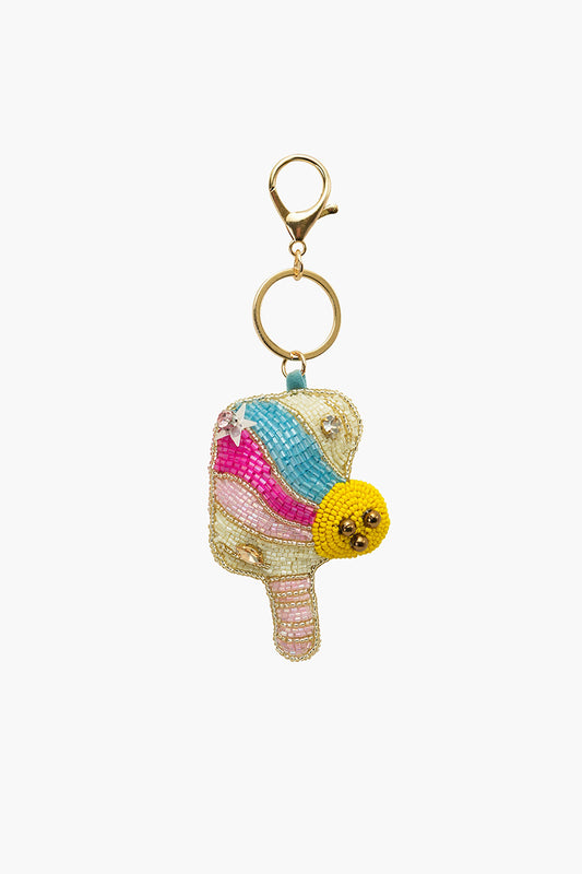Sporty Pickleball Hand-Beaded Boho Bag Charm