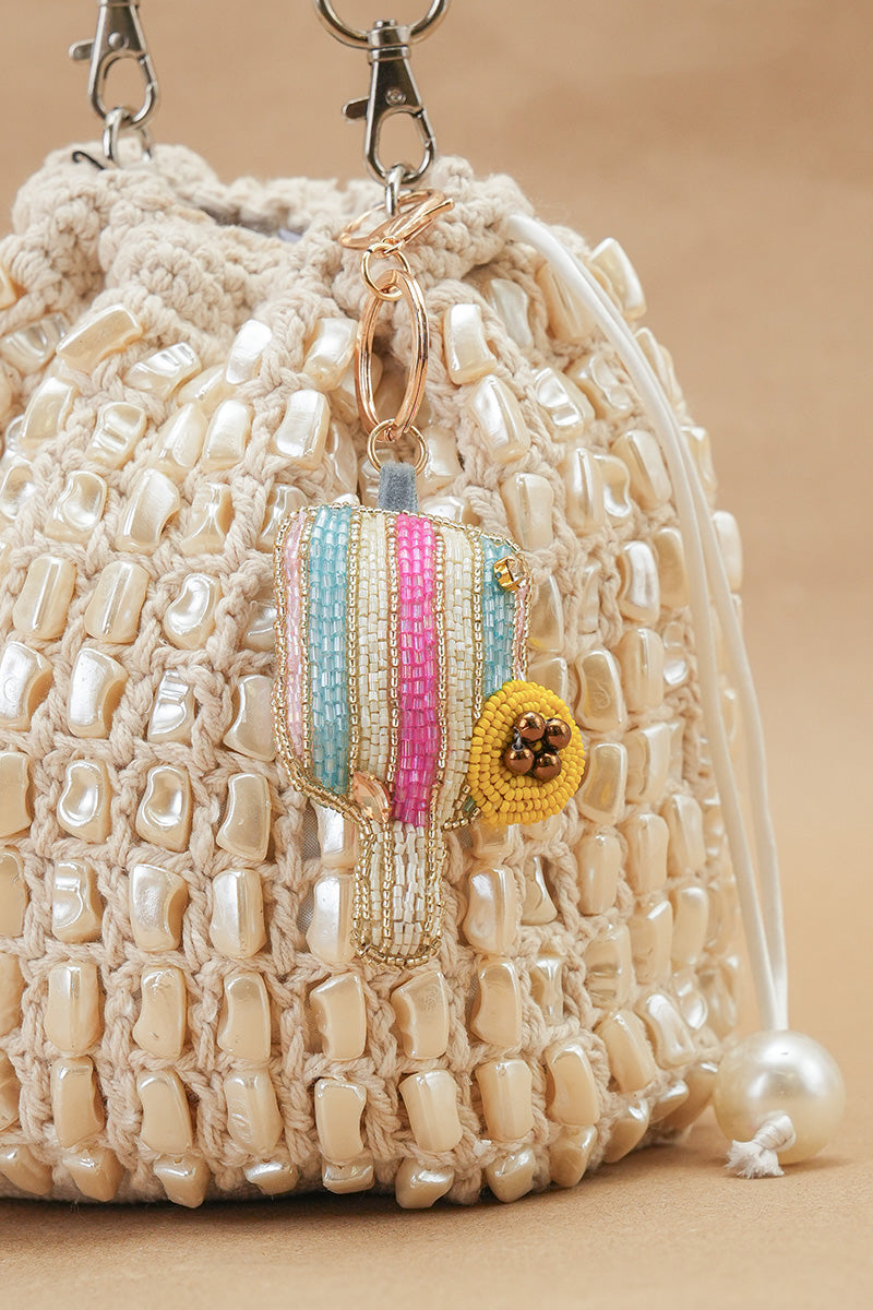 Sporty Pickleball Hand-Beaded Boho Bag Charm