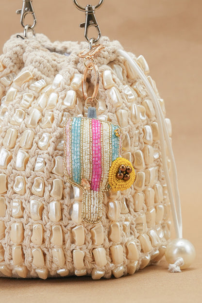 Sporty Pickleball Hand-Beaded Boho Bag Charm