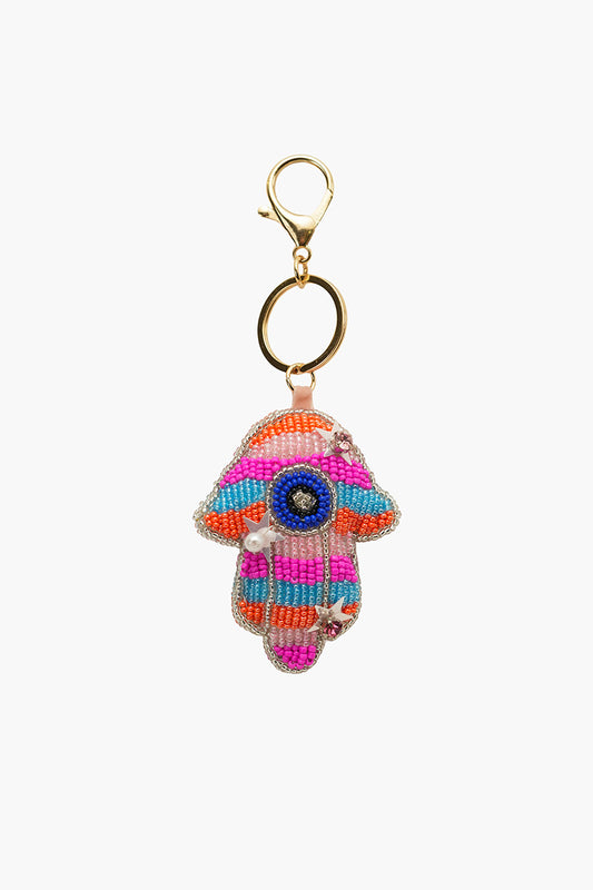 Eye of Luck Hand-Beaded Boho Bag Charm