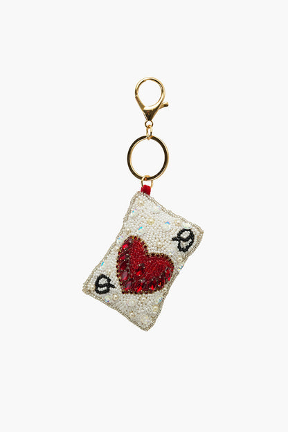 Queen of Hearts Hand-Beaded Boho Bag Charm