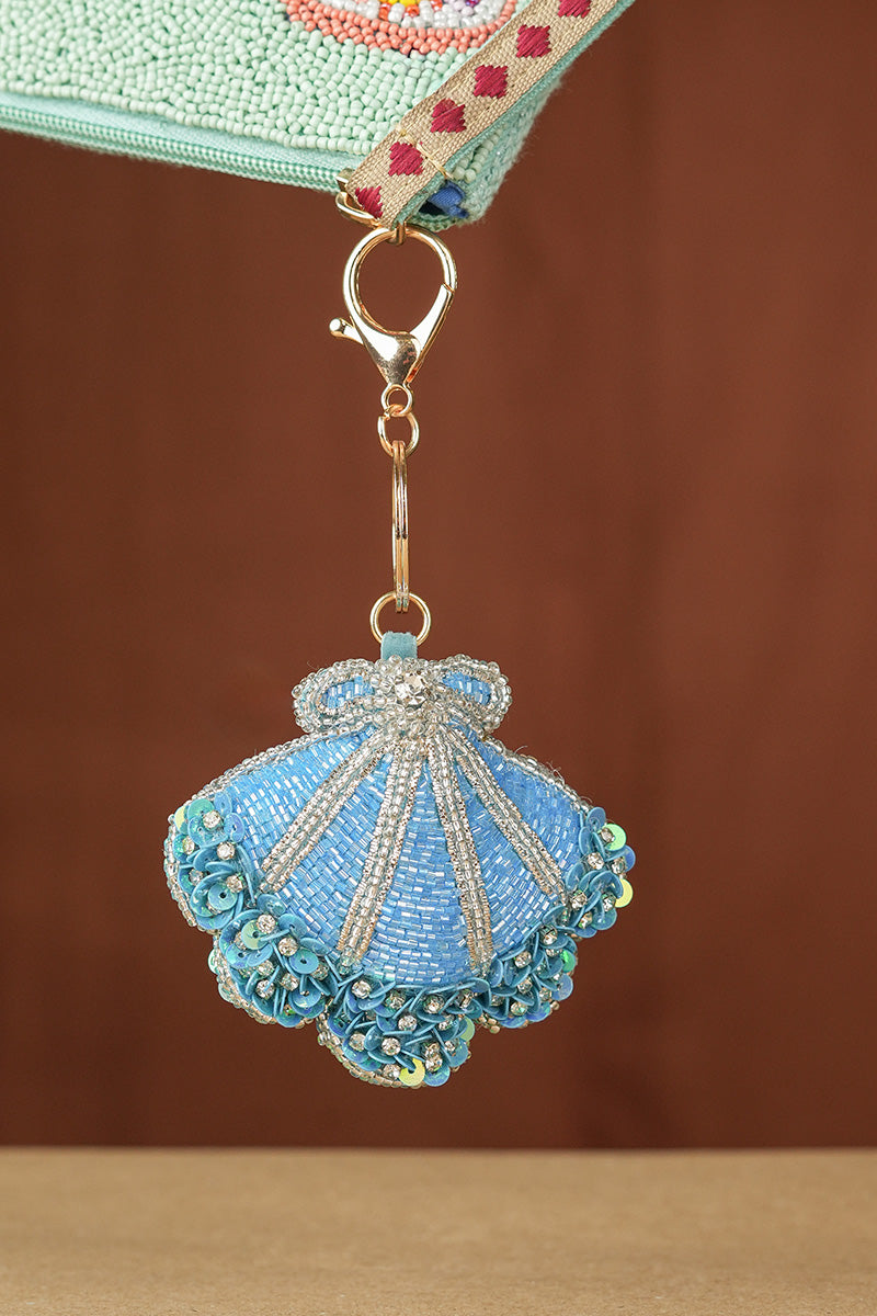 Ocean Beach Shell Hand-Beaded Boho Bag Charm