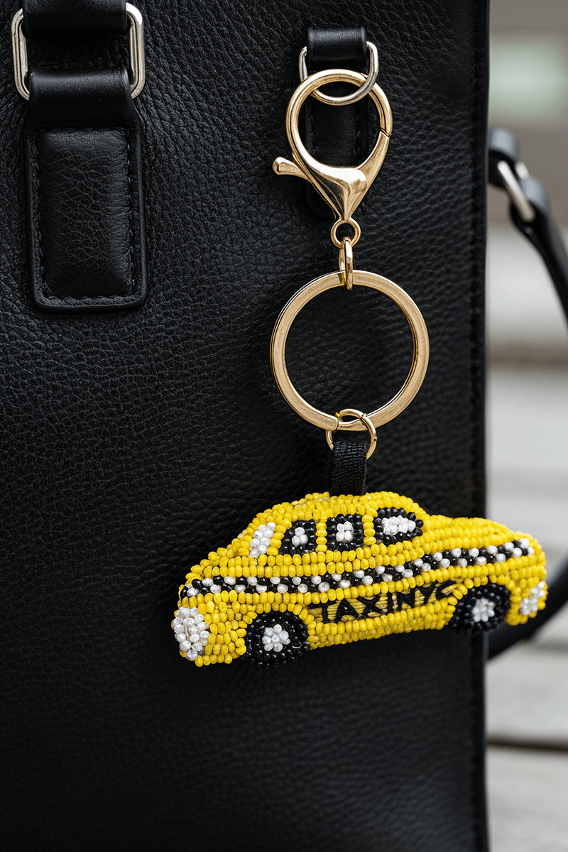 Nyc Taxi Ride Hand-Beaded Boho Bag Charm