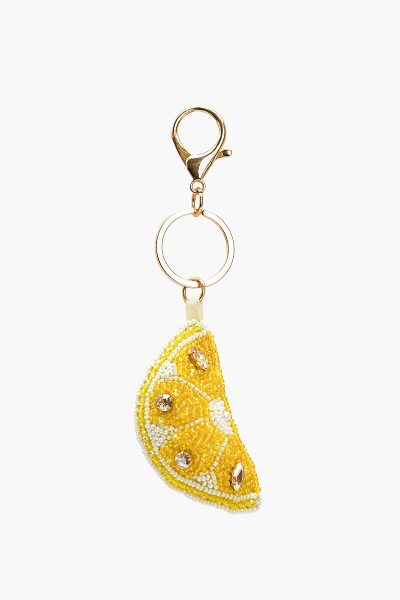 Zesty Lemon Citrus Splash Hand-Beaded Bag Charm