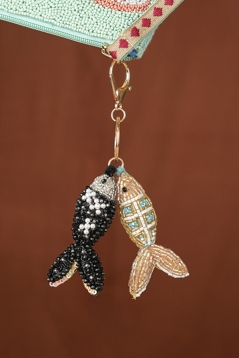 Coastal Fishy Fun Hand-Beaded Bag Charm