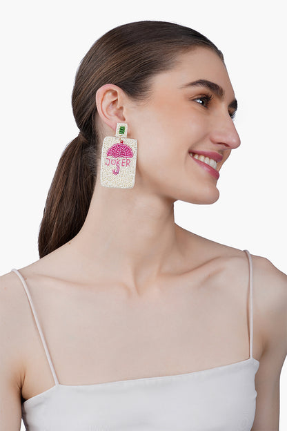 Mahjong Umbrella Beaded Earrings