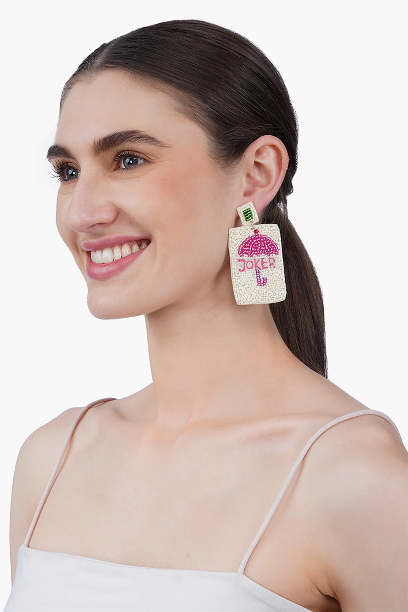 Mahjong Umbrella Beaded Earrings