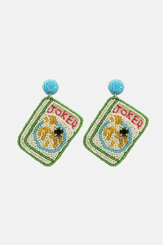 Mahjong Joker Beaded Earrings