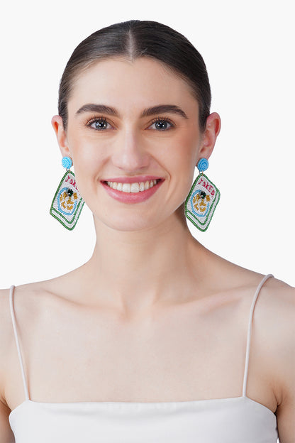 Mahjong Joker Beaded Earrings