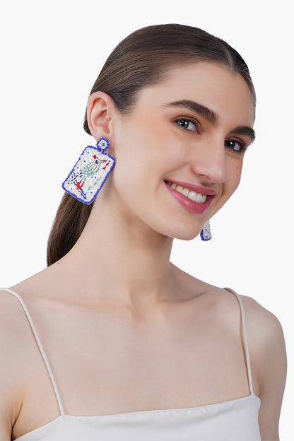 Mahjong Bird Beaded Earrings