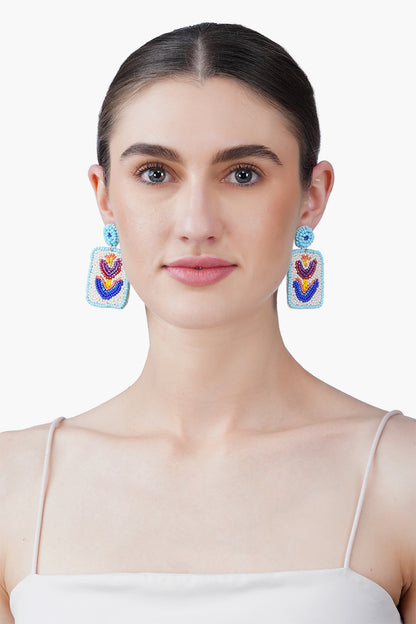 Lucky Azure Mahjong Drops Earrings