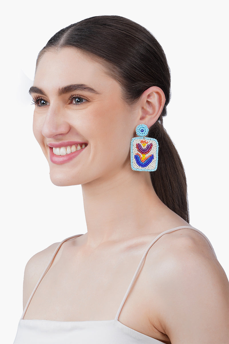 Lucky Azure Mahjong Drops Earrings