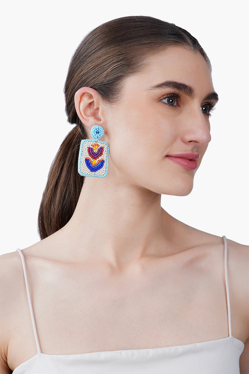 Lucky Azure Mahjong Drops Earrings