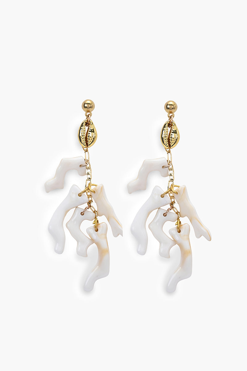 Ivory Coral Branch Statement Dangle Earrings
