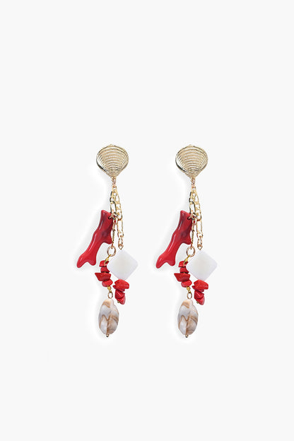 Red Coral Reef Statement Drop Earrings