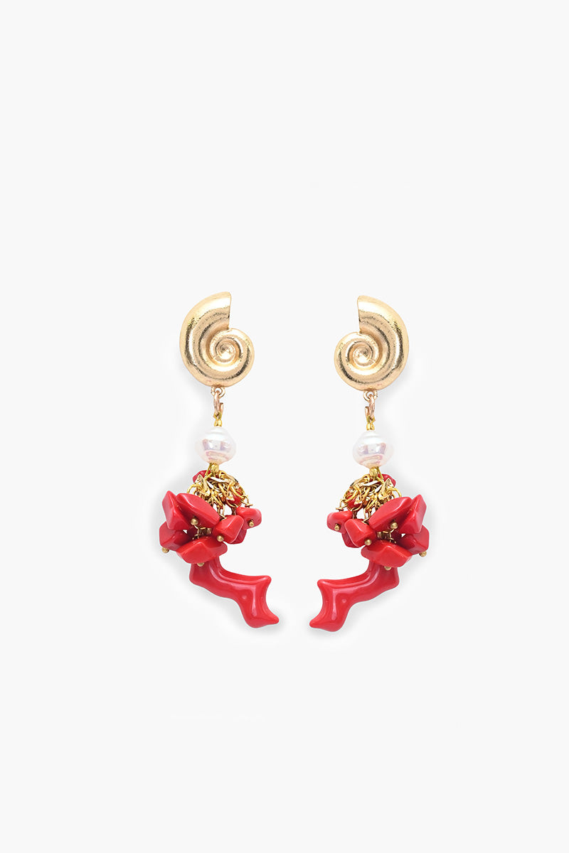 Pearl & Coral Reef Luxe Drop Earrings