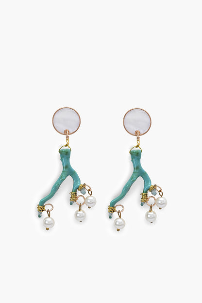 Aqua Reef Pearl Drop Statement Earrings