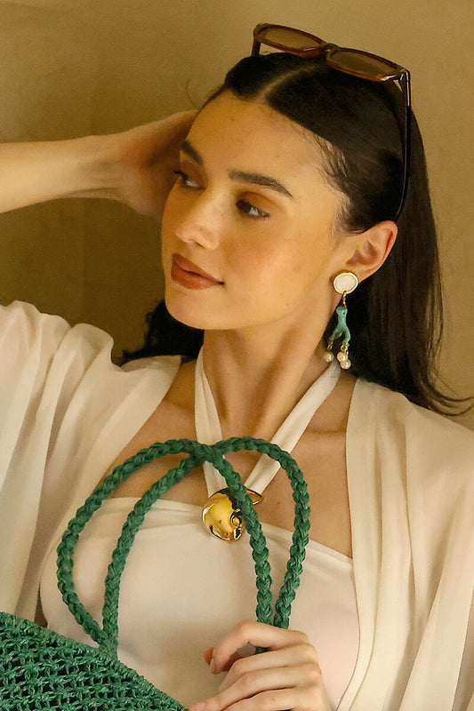 Aqua Reef Pearl Drop Statement Earrings