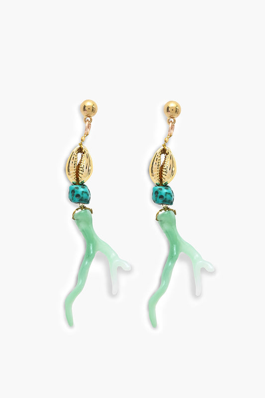 Emerald Shoreline Coral Drop Earrings