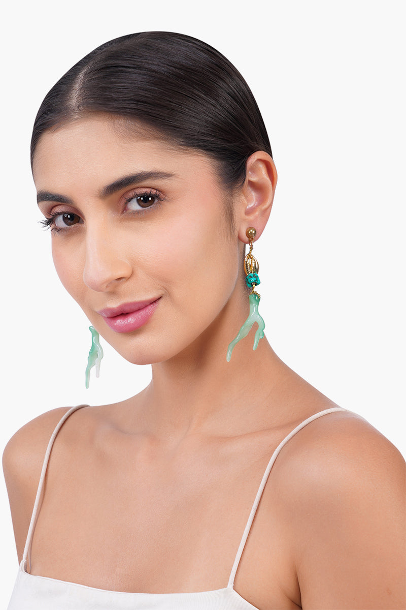 Emerald Shoreline Coral Drop Earrings