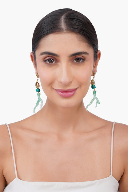 Emerald Shoreline Coral Drop Earrings