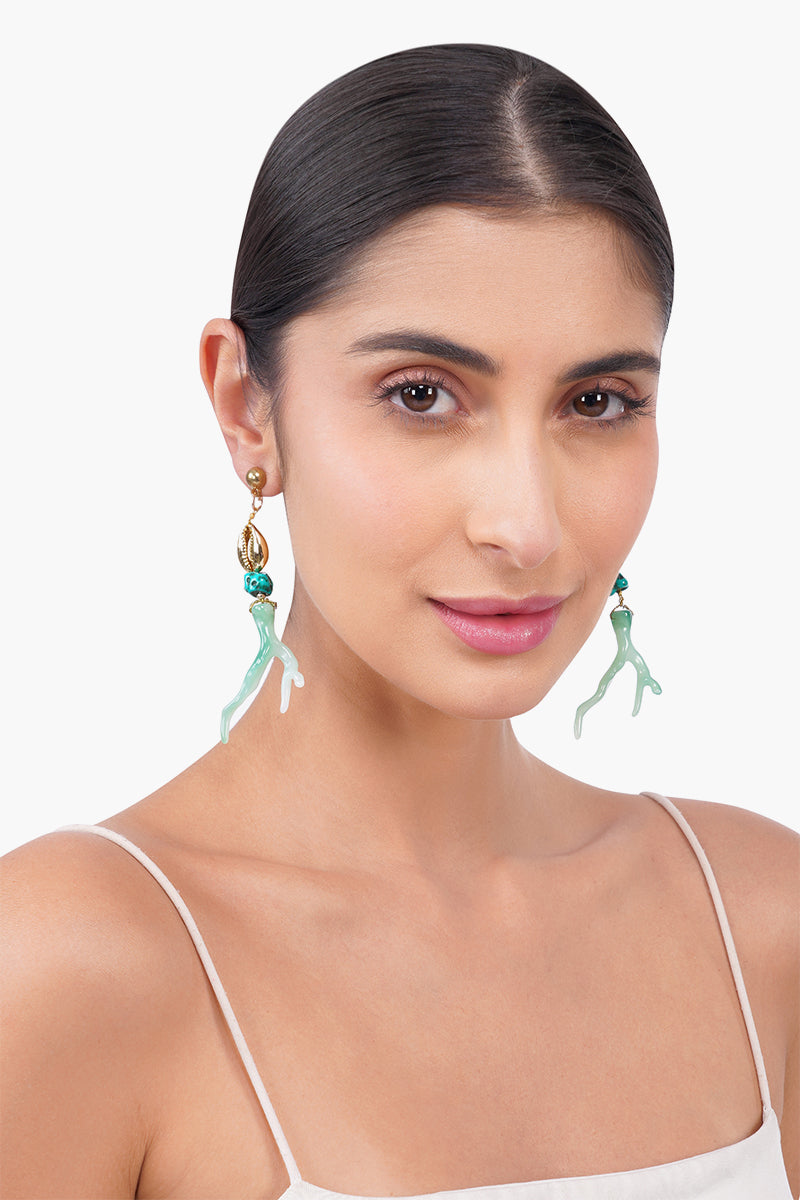 Emerald Shoreline Coral Drop Earrings