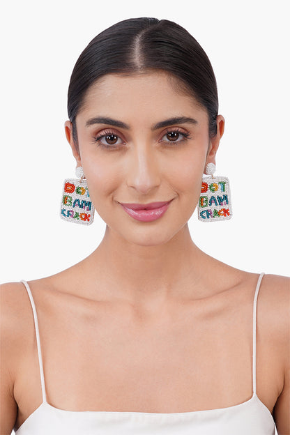 Don'T Bam Crack Mahjong Statement  Earrings