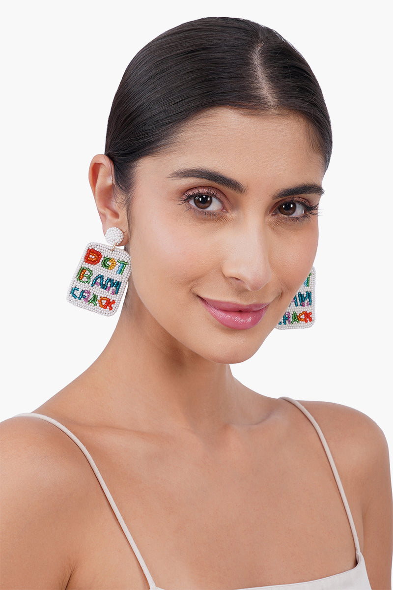 Don'T Bam Crack Mahjong Statement  Earrings